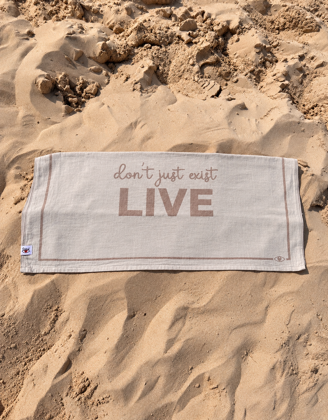 Motto Peştemal Live Yazılı 100x180 cm - Bej