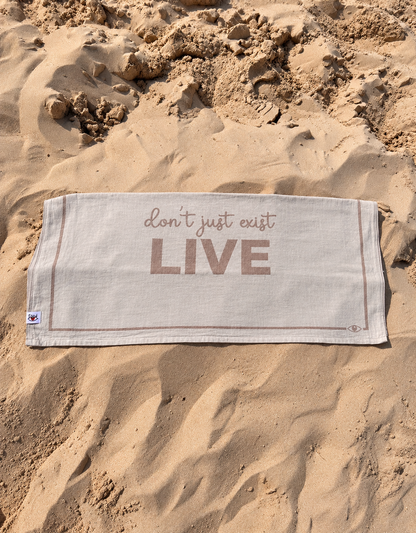 Motto Peştemal Live Yazılı 100x180 cm - Bej