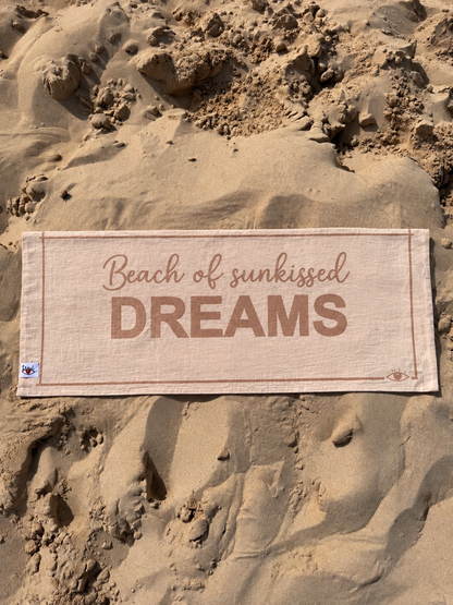 Motto Peştemal Dreams Yazılı 100x180 cm - Bej