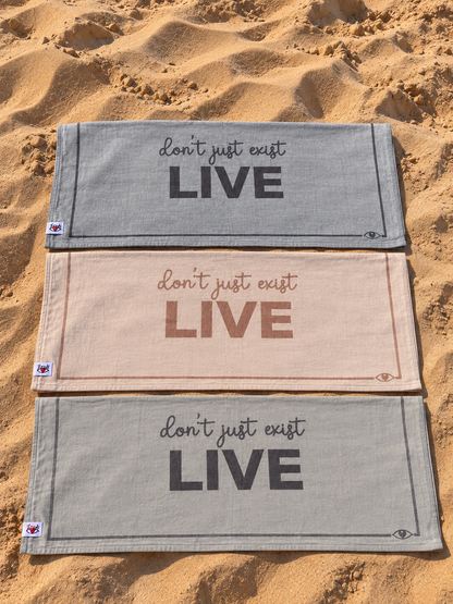 Motto Peştemal Live Yazılı 100x180 cm - Bej