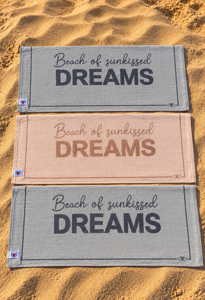Motto Peştemal Dreams Yazılı 100x180 cm - Bej