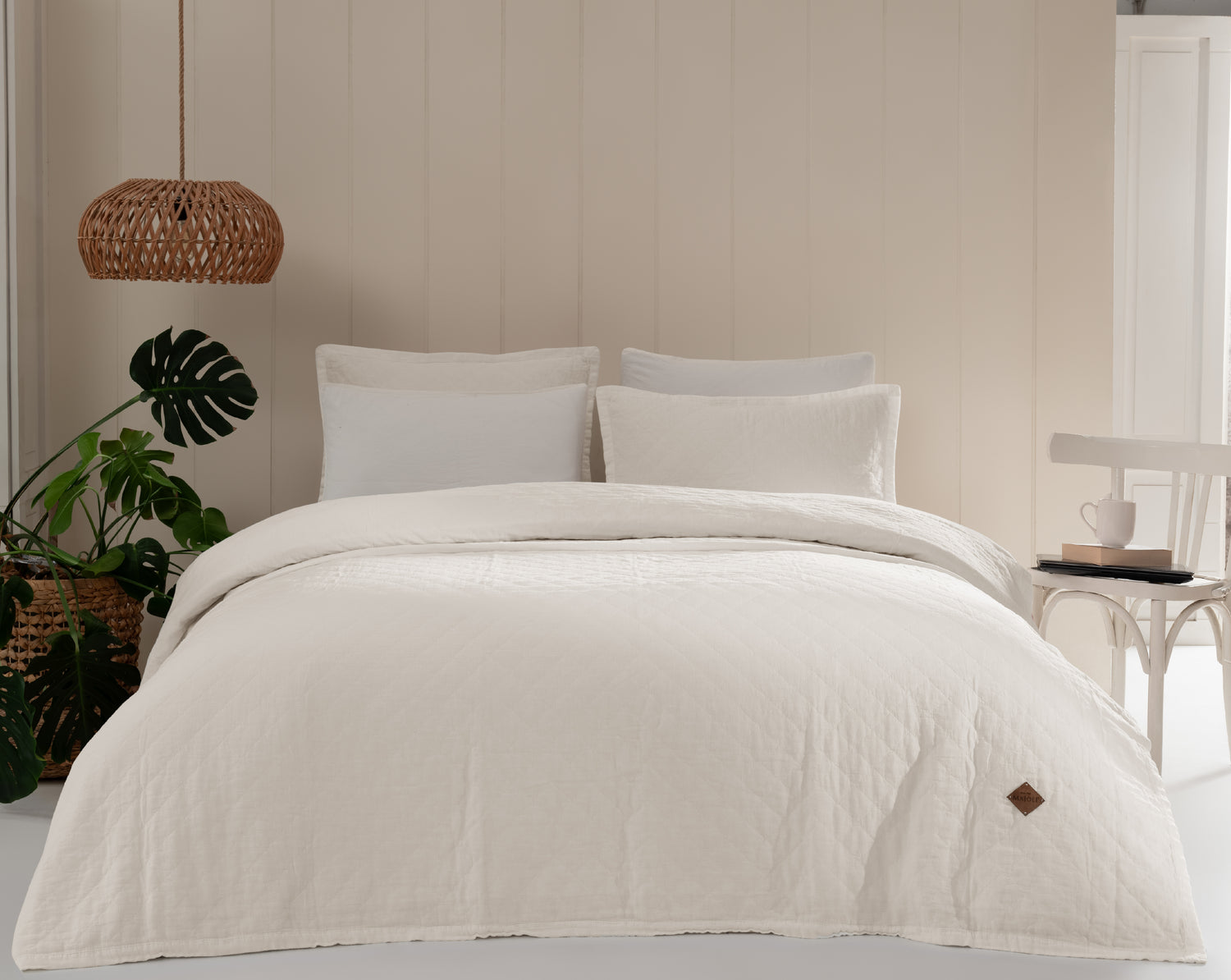 %100 Pamuk Manu Tek Kişilik Yatak Örtüsü 170x220 cm