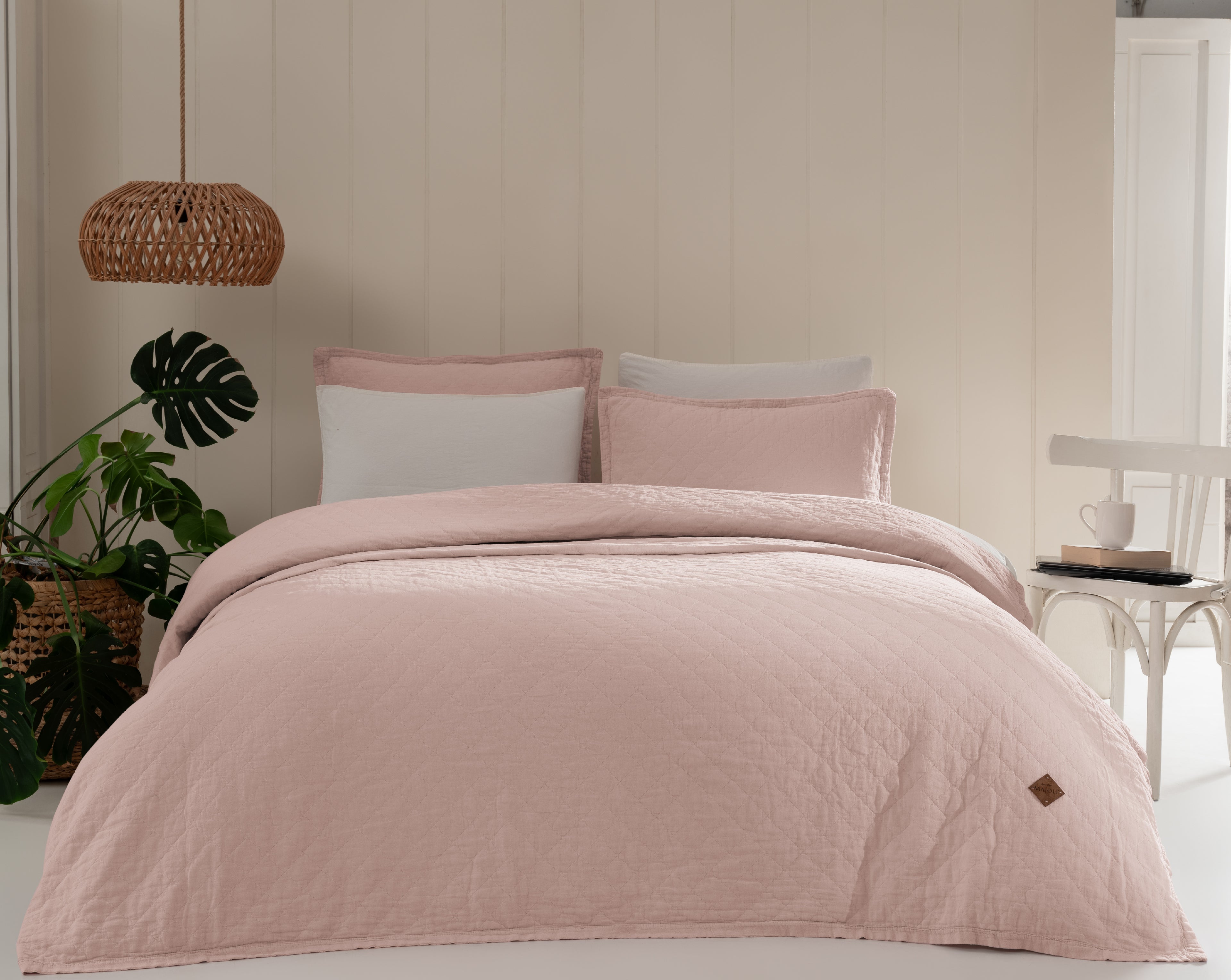 %100 Pamuk Manu Çift Kişilik Yatak Örtüsü 240x220 cm