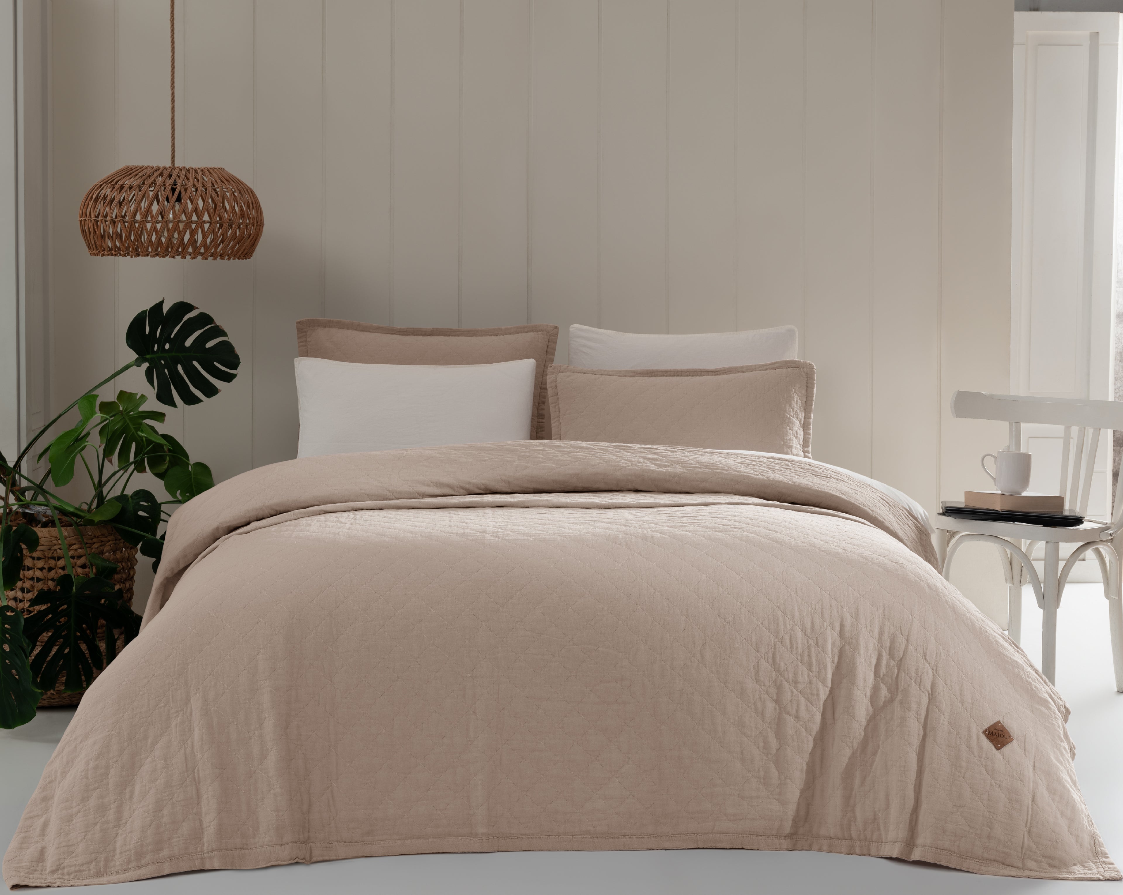 %100 Pamuk Manu Çift Kişilik Yatak Örtüsü 240x220 cm