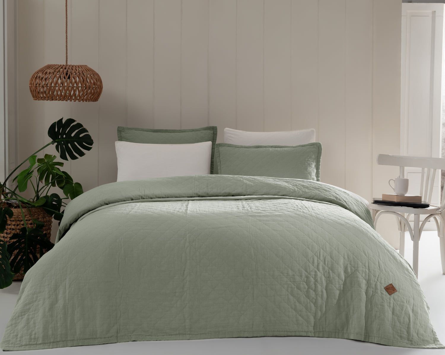 %100 Pamuk Manu Çift Kişilik Yatak Örtüsü 240x220 cm