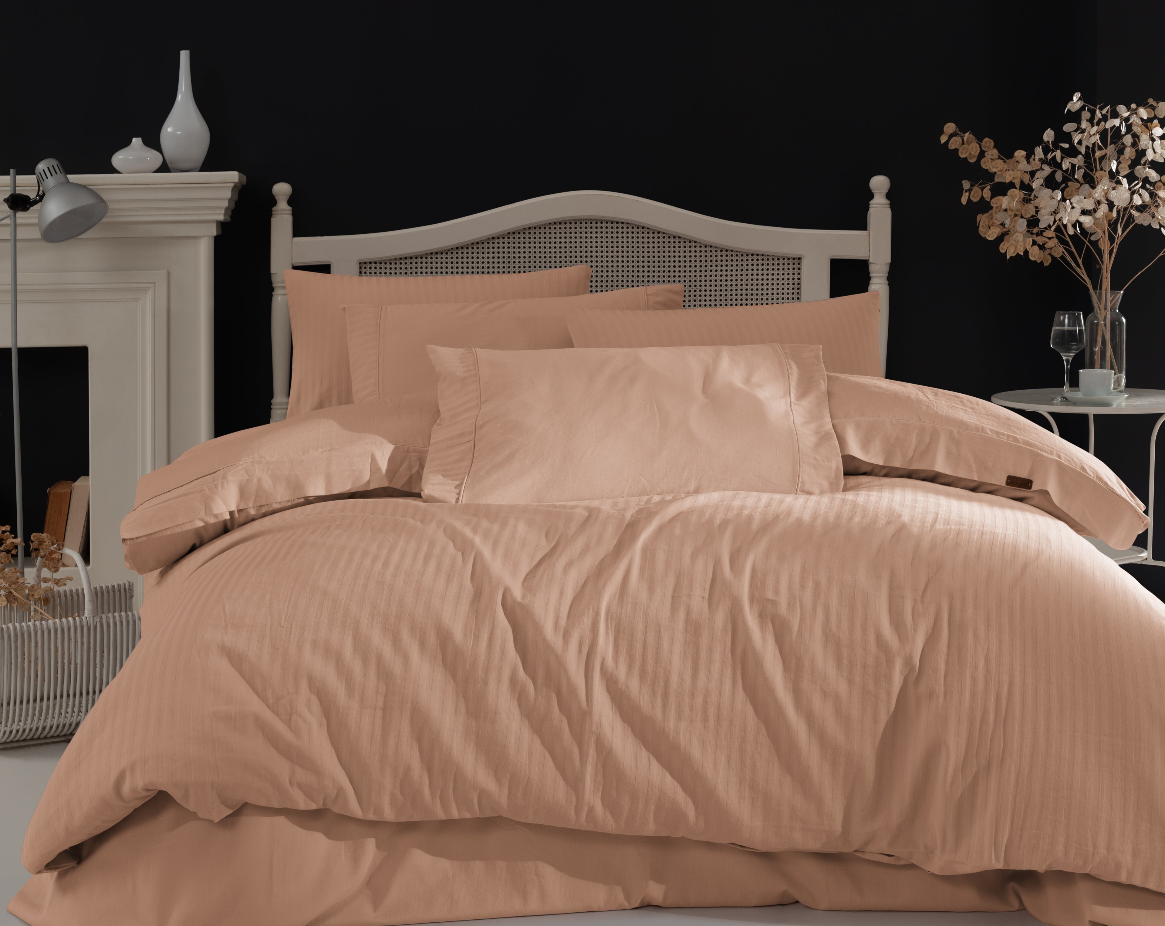Opia %100 Pamuk Saten Çizgili Çift Kişilik Nevresim Takımı 200x220 cm