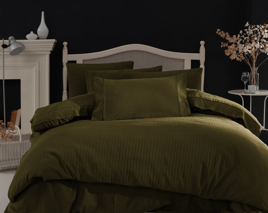 Opia %100 Pamuk Saten Çizgili Çift Kişilik Nevresim Takımı 200x220 cm